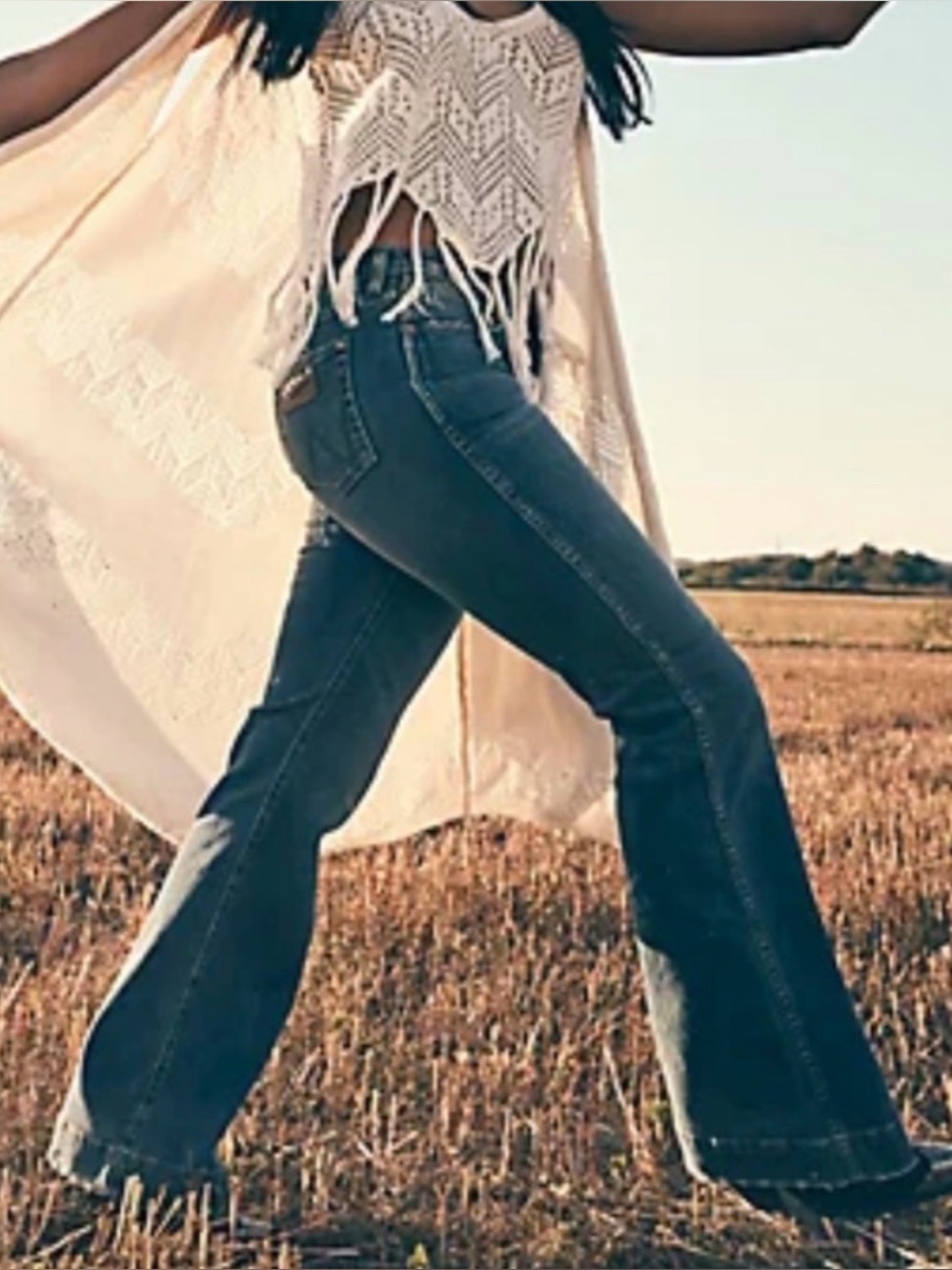 Wrangler Retro High Rise Flare Trouser Jeans 28 Denim Blue Western Ranch NWT - Picture 4 of 16